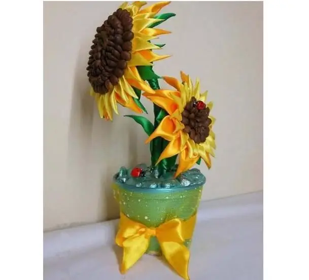 Topiary "Sunflower": kerakli materiallar, bosqichma-bosqich tavsif, fotosurat