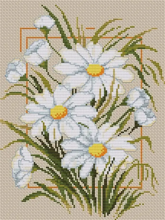 Mga scheme para sa cross stitch daisies saan kukuha?